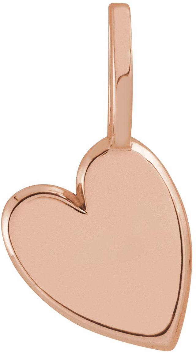 14K Gold Engravable Sideways Heart Pendant - Rose Gold