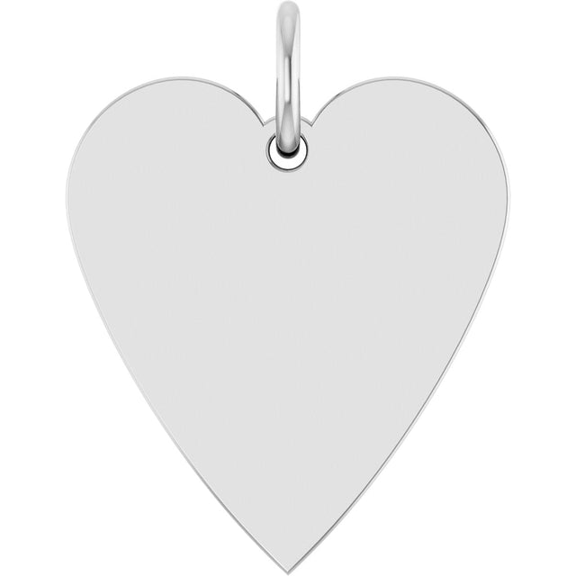 14K Gold Engravable Heart Necklace or Pendant – 15.6x12mm - White Gold
