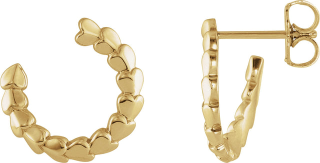 14K Gold Front-Back Heart Hoop Earrings - Yellow Gold