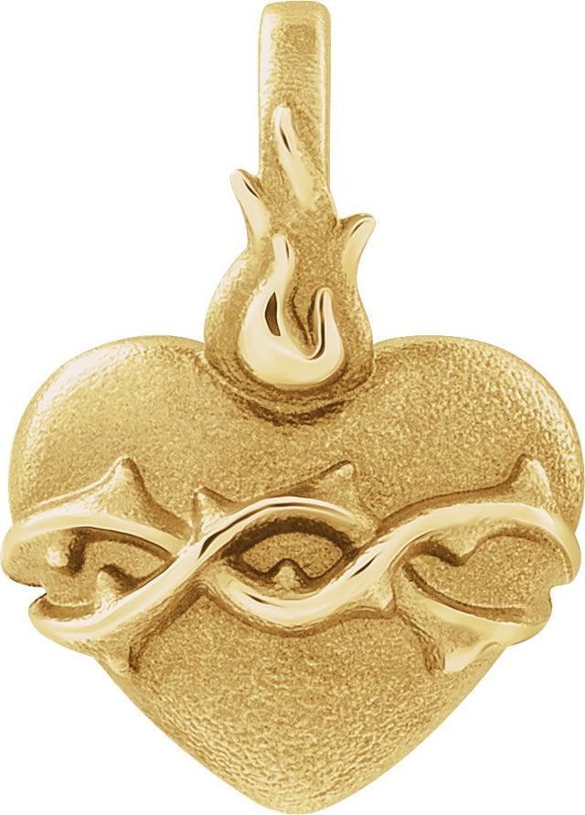 14K Gold Sacred Heart Pendant - Yellow Gold