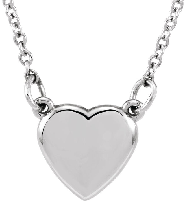 14K Gold Heart Necklace – 9x8.45mm - White Gold