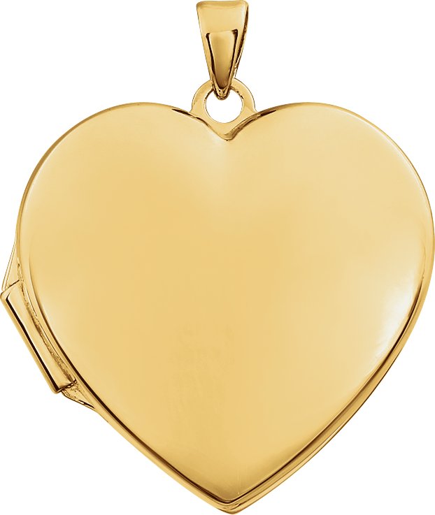 14K Gold Engravable Heart Locket - Yellow Gold
