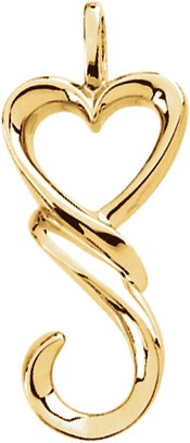 10K Gold Heart Pendant – 24.5x17.5mm