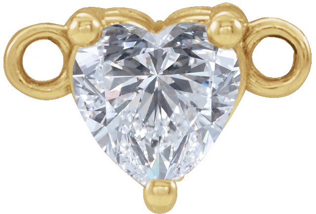 14K Gold Heart Natural Diamond Family Bar Necklace - Yellow Gold