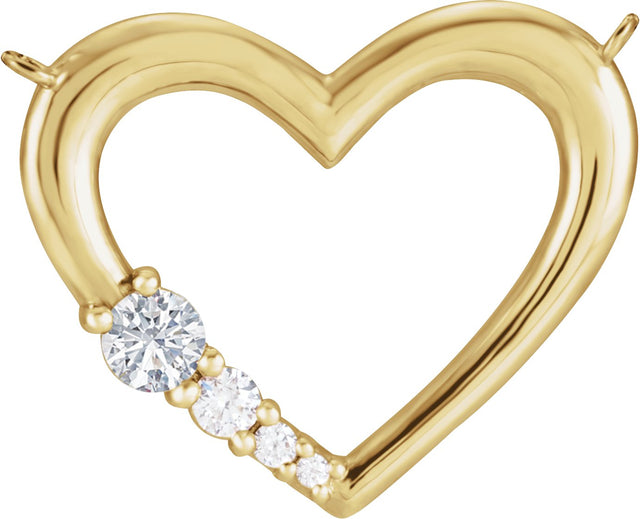 14K Gold Round Natural Diamond Family Heart Necklace - Yellow Gold