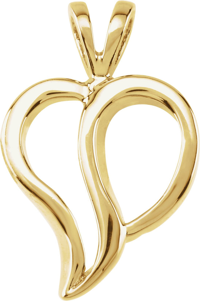 10K Gold Heart Pendant – 18.5x12mm