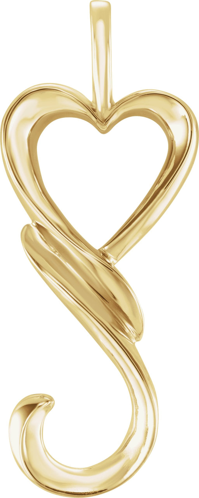 14K Gold Heart Pendant – 32.5x12.75mm - Yellow Gold