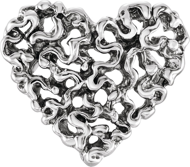 14K Gold Heart Pendant – 17x16mm - White Gold