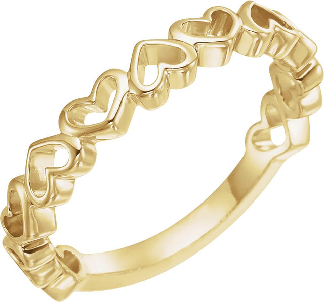 14K Gold Heart Ring V - Yellow Gold
