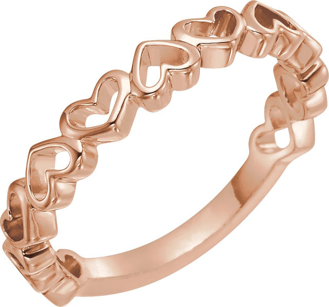 14K Gold Heart Ring V - Rose Gold