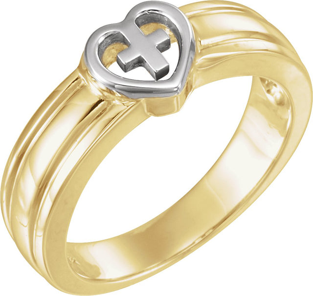 10K Gold Heart & Cross Ring II