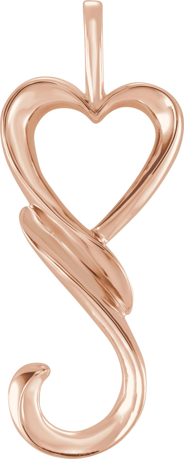 14K Gold Heart Pendant – 32.5x12.75mm - Rose Gold