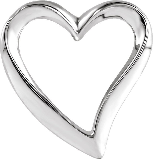 14K Gold Heart Slide Pendant – 16x15mm - White Gold