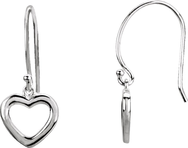 14K Gold Heart Earrings II - White Gold