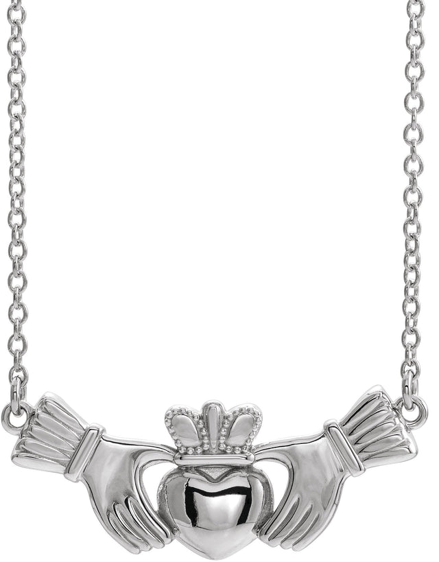 Platinum Claddagh Necklace