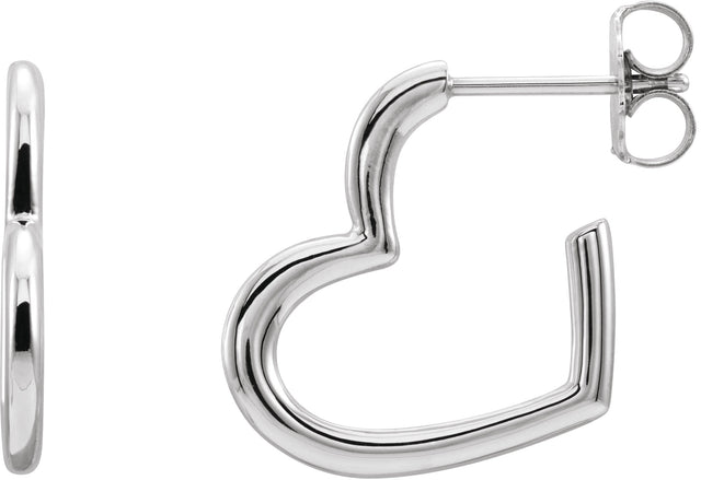 Platinum Heart Hoop Earrings