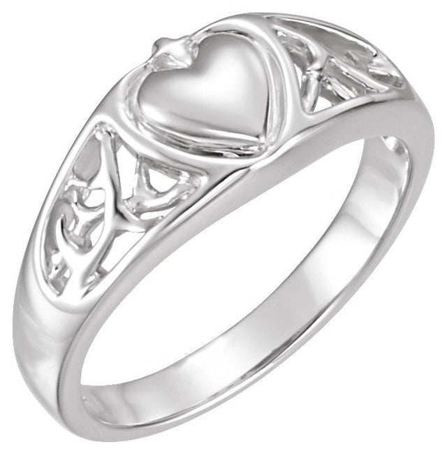 14K Gold Heart Ring No. 2 - White Gold