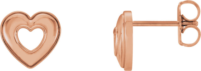 14K Gold Heart Earrings – 8.5x8mm - Rose Gold