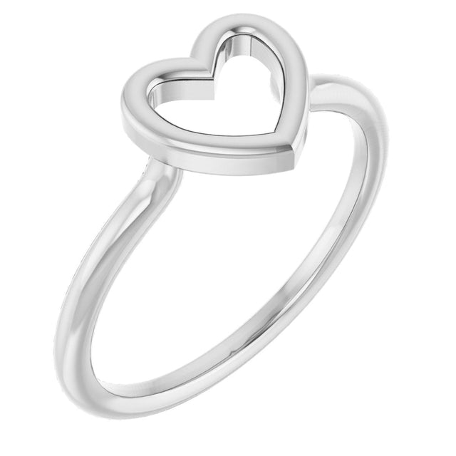 14K Gold Heart Ring VIII - White Gold