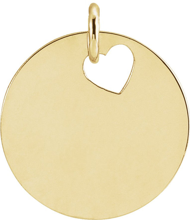 14K Gold Engravable Pierced Heart or Star Necklace or Pendant - Yellow Gold