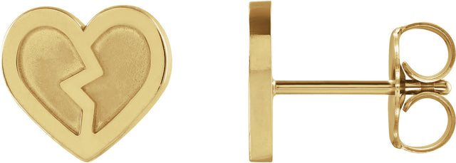 14K Gold Tiny Heart Earrings - Yellow Gold