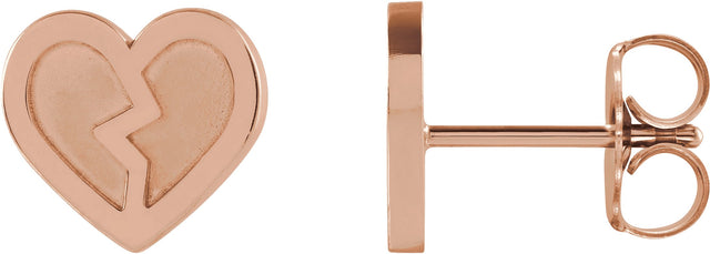 14K Gold Tiny Heart Earrings - Rose Gold