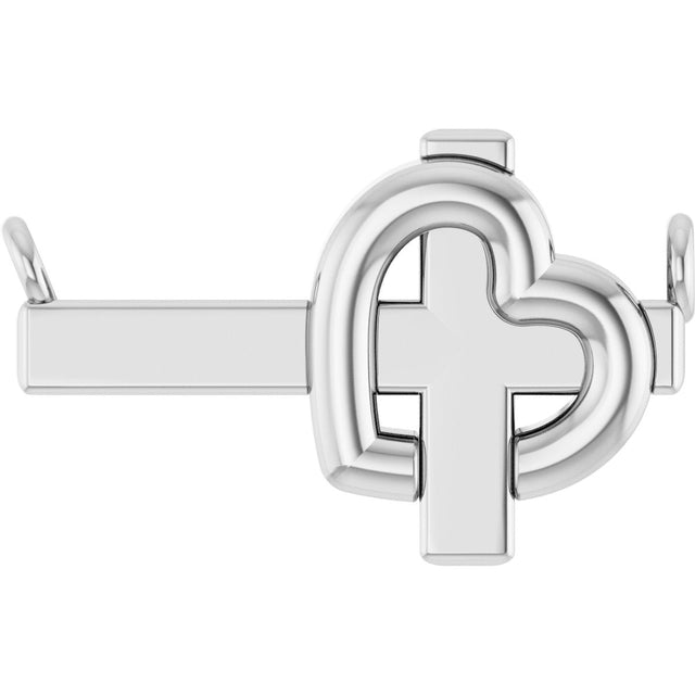 14K Gold Sideways Cross & Heart Necklace - White Gold