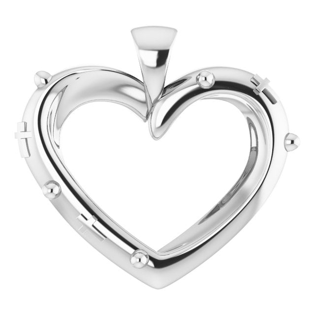 Platinum Rosary Heart Necklace or Pendant