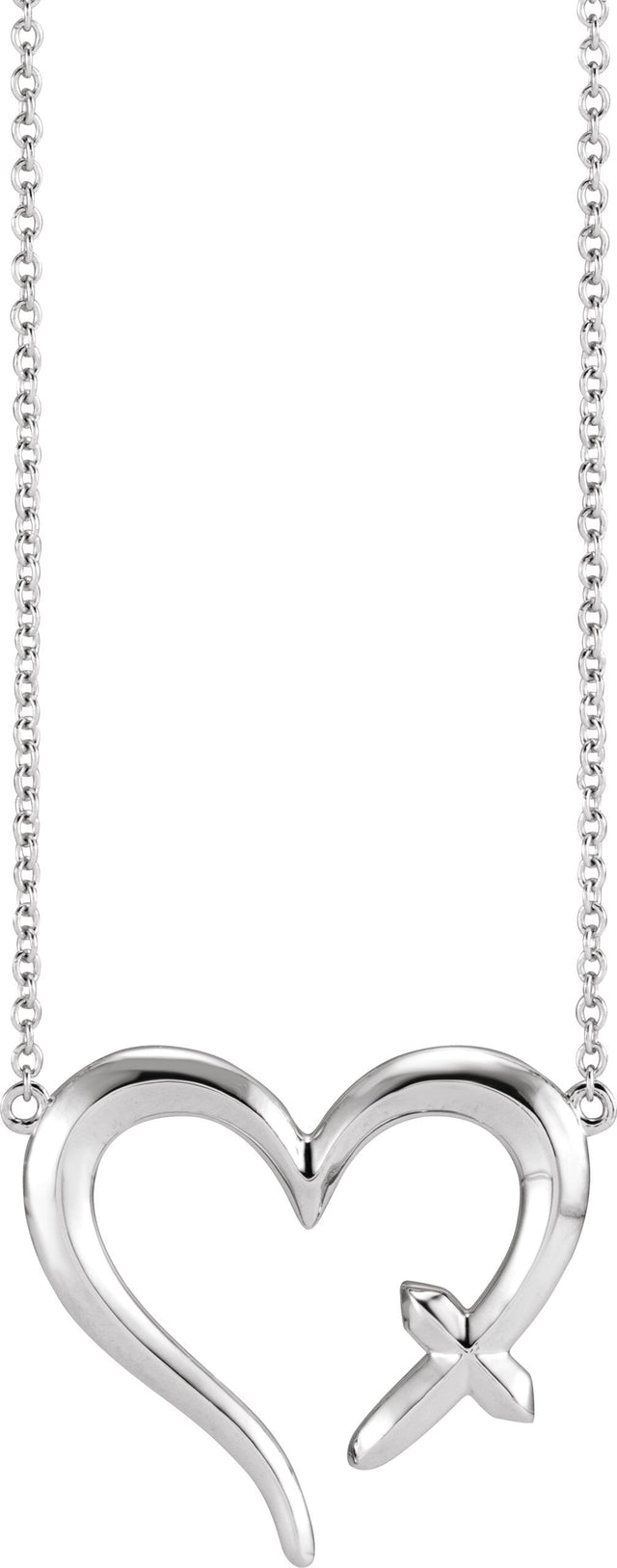 Platinum Cross & Heart Necklace