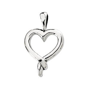 14K Gold Heart Pendant – 25.5x52.25mm - White Gold