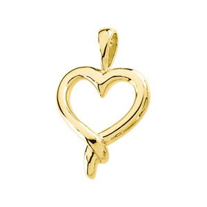 18K Gold Heart Pendant – 25.5x52.25mm