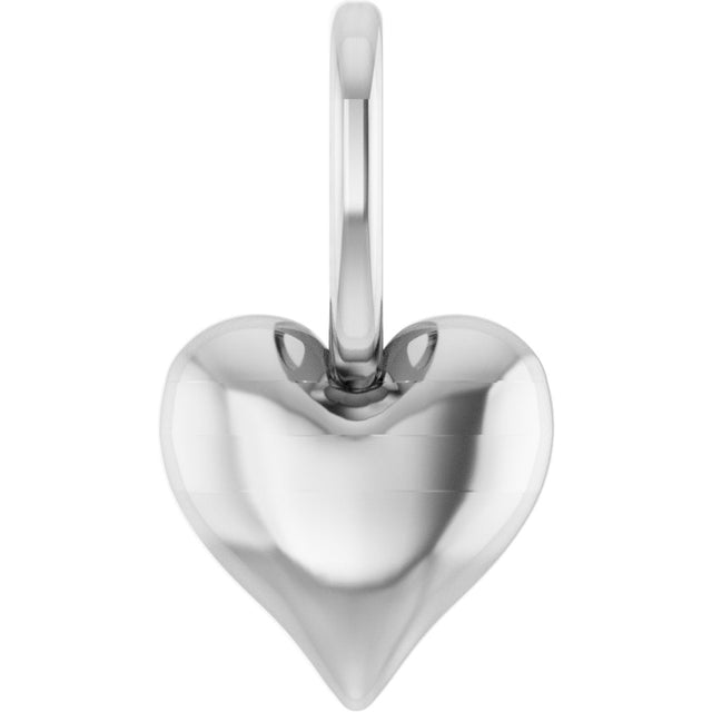 14K Gold Puffed Heart Pendant - White Gold