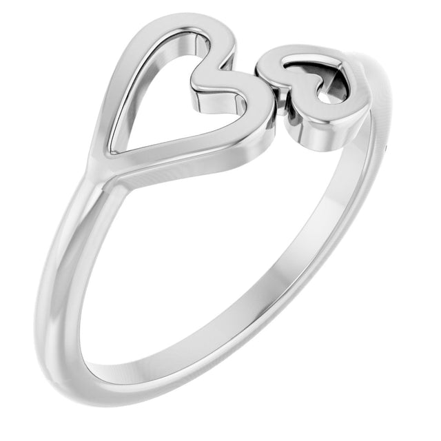 Platinum Double Heart Ring