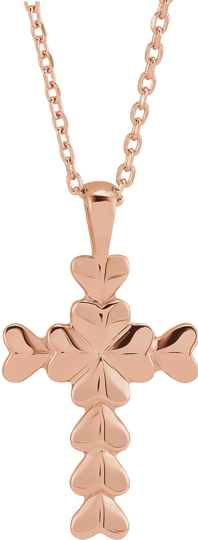 14K Gold Heart Cross Necklace or Pendant - Rose Gold