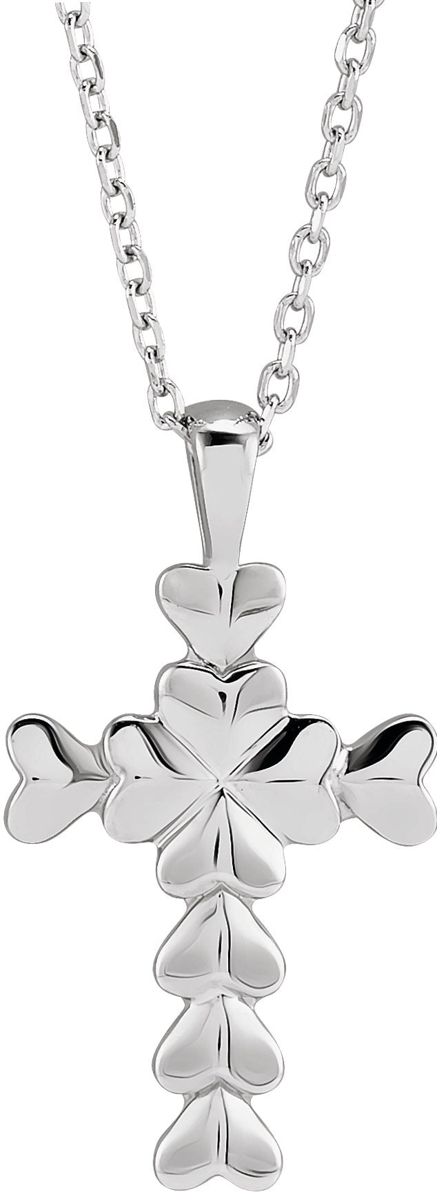 Platinum Heart Cross Necklace or Pendant