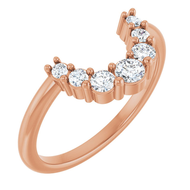 14K Gold Round Lab-Grown Diamond Contour Band - 1/3 CTW - Rose Gold