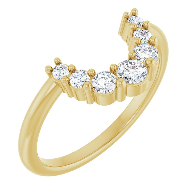 14K Gold Round Lab-Grown Diamond Contour Band - 1/3 CTW - Yellow Gold