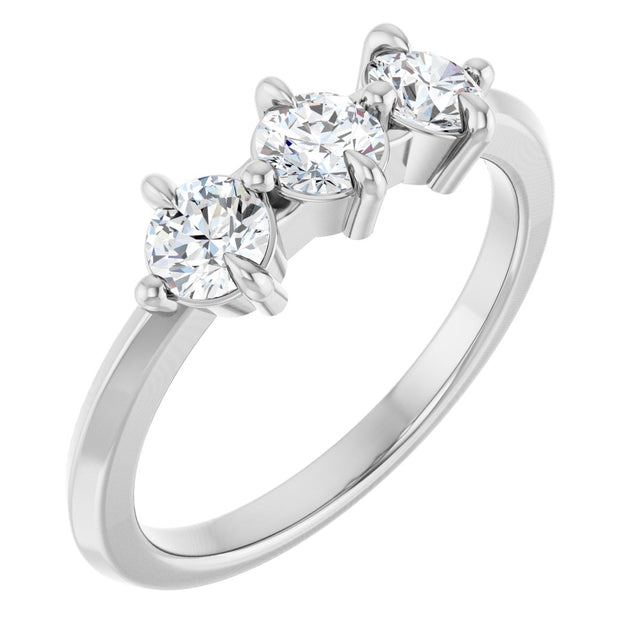 Platinum Round Lab-Grown Diamond Three-Stone Anniversary Band - 1/4-3/4 CTW