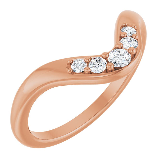 14K Gold Round Lab-Grown Diamond Contour Band - 1/6 CTW - Rose Gold