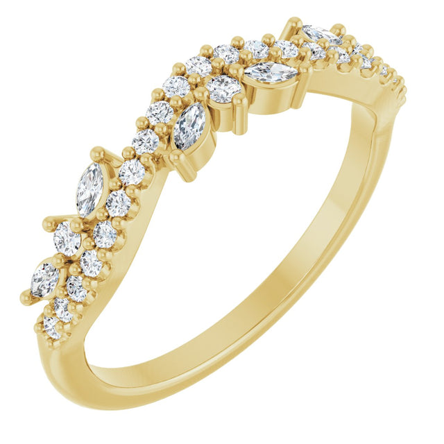 14K Gold Marquise Natural Diamond Anniversary Band - 1/3 CTW - Yellow Gold