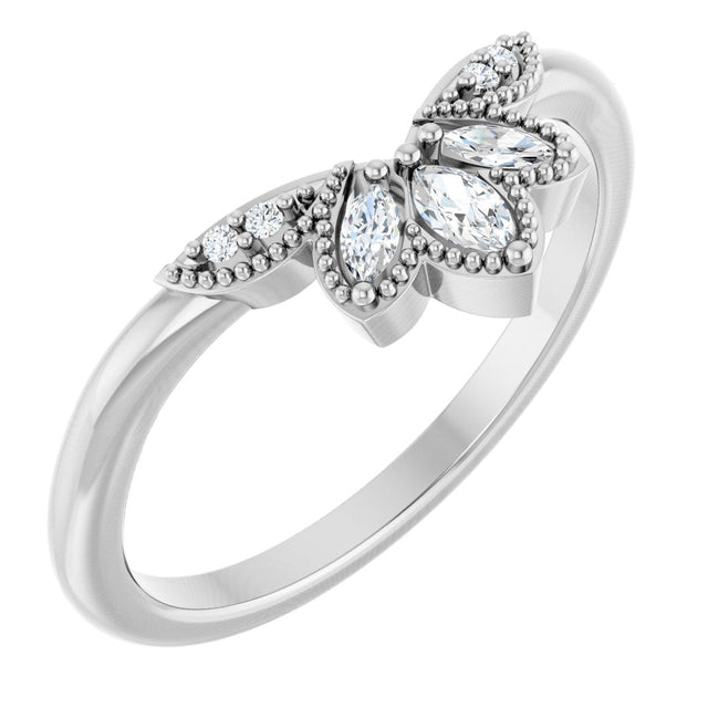 Platinum Marquise Lab-Grown Diamond Contour Band - 1/8 CTW