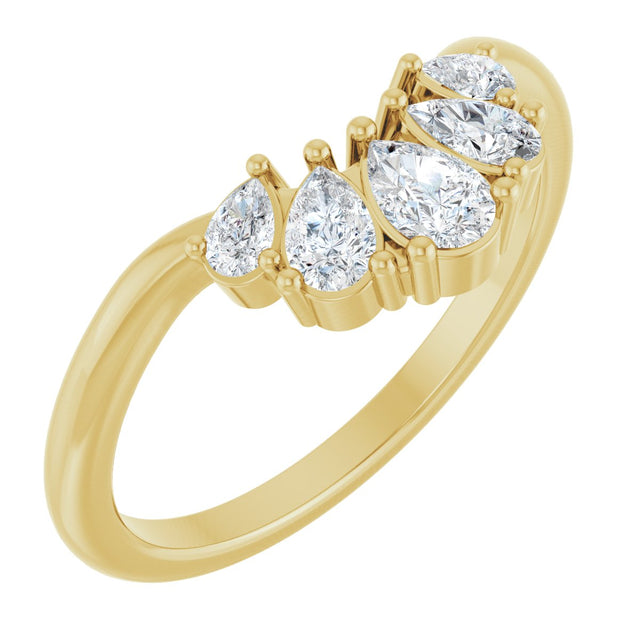 14K Gold Pear Lab-Grown Diamond Contour Band - 1/2 CTW - Yellow Gold