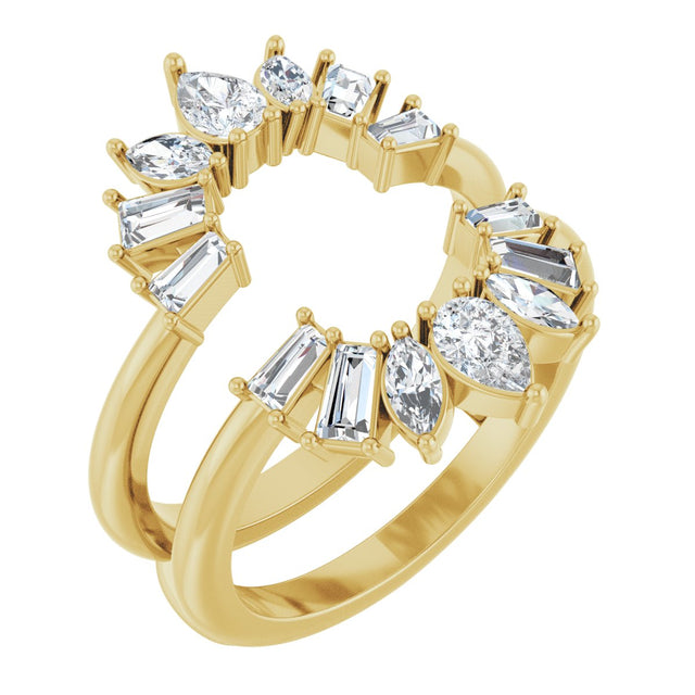 14K Gold Pear Lab-Grown Diamond Ring Guard - 1 CTW - Yellow Gold