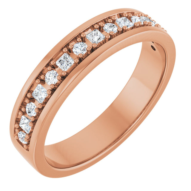 14K Gold Square Lab-Grown Diamond Accented Band - 3/8-7/8 CTW - Rose Gold
