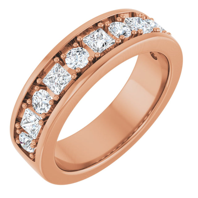 14K Gold Square Lab-Grown Diamond Accented Band - 1-1 1/3 CTW - Rose Gold