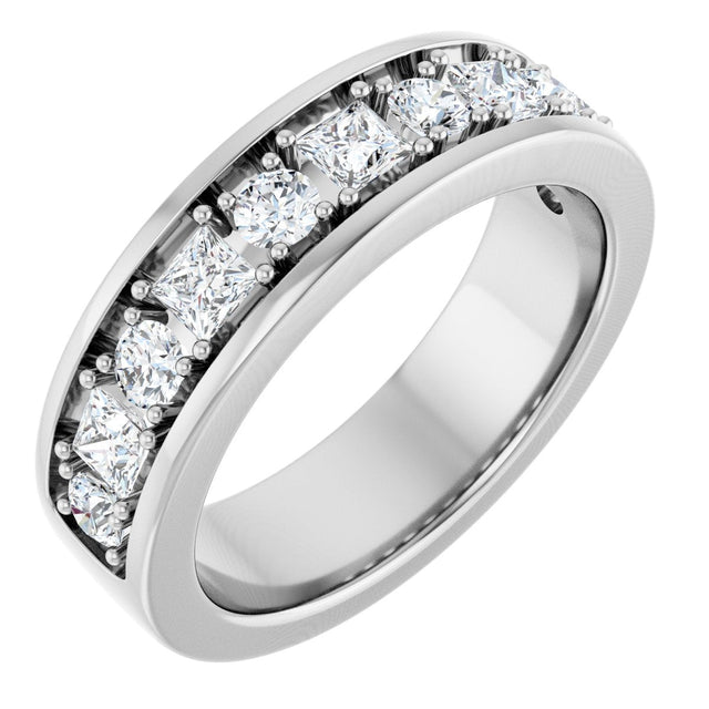 Platinum Square Lab-Grown Diamond Accented Band - 1-1 1/3 CTW