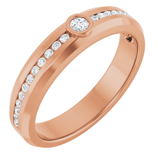 14K Gold Round Lab-Grown Diamond Accented Band - 2.5mm Stones - Rose Gold