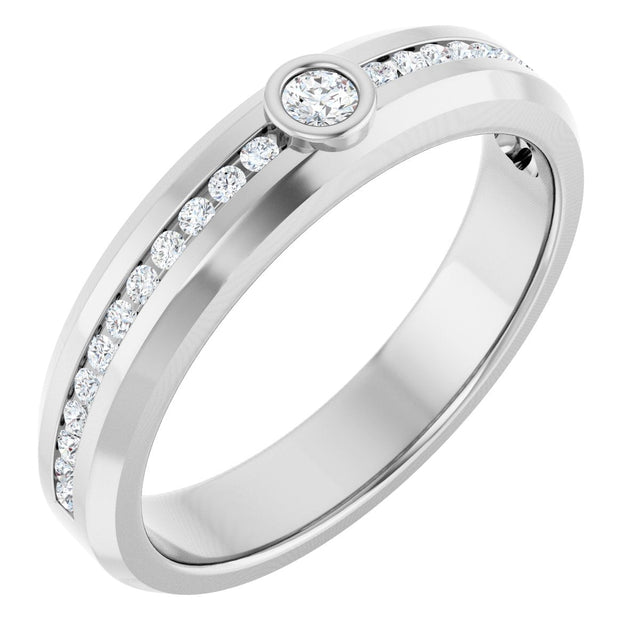 14K Gold Round Lab-Grown Diamond Accented Band - 2.5mm Stones - White Gold