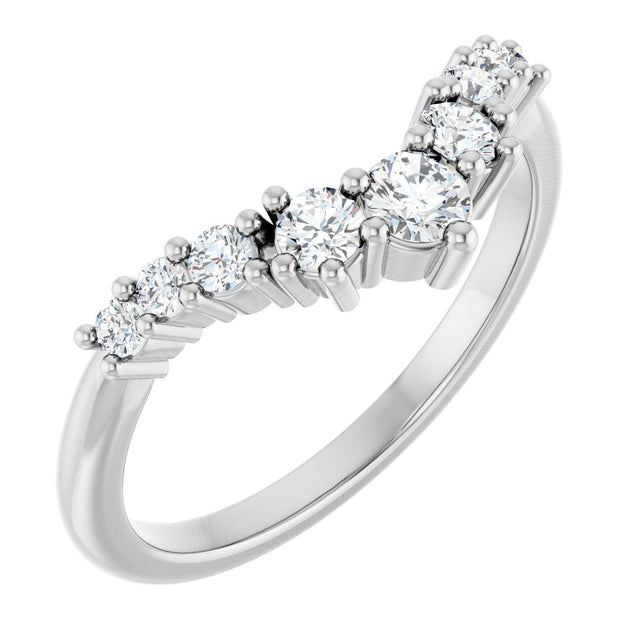 Platinum Round Natural Diamond Contour Band - 1/4-3/8 CTW