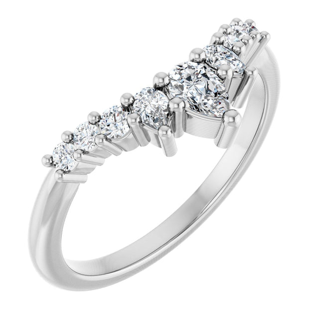 Platinum Pear Natural Diamond Contour Band - 3/8-1/2 CTW